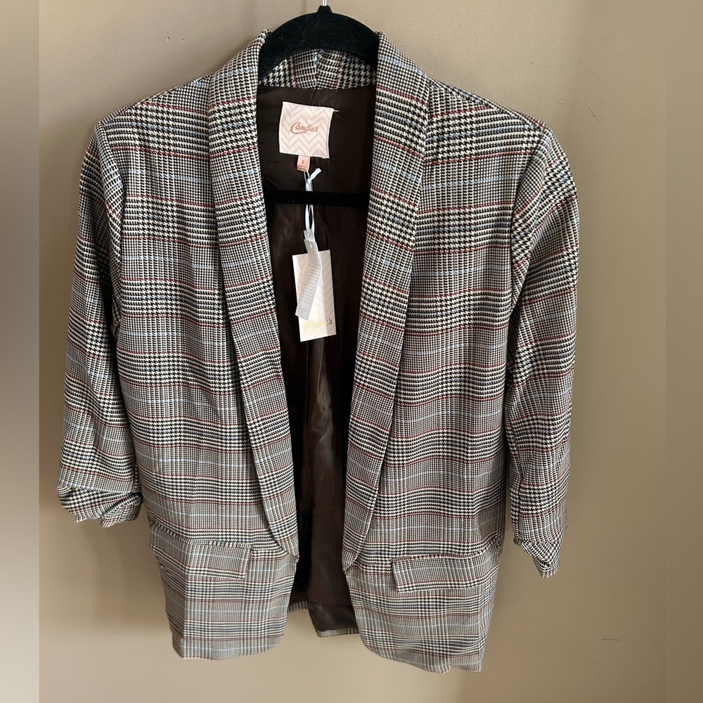 Candie's Women's multi color plaid business wear blazer new with tags